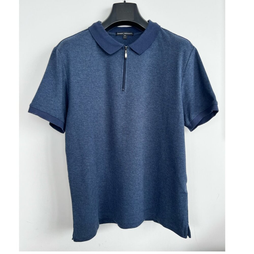 Robert Barakett Short Sleeve Houndstooth Zip Polo